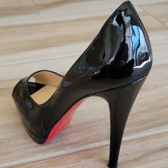 Christian Louboutin 150 Lady Peep Black Patent Leather Shoe Eur.35 - Picture 5 of 16